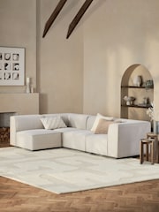 Tweedy Plain Light Natural Single Foostool Alba Modular Sofa - Image 4 of 9
