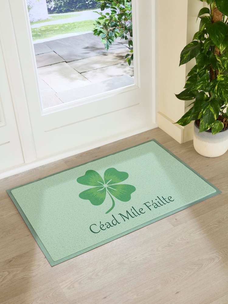 Artsy Mats Green Cead Mile Failte Indoor/Outdoor Doormat - Image 3 of 3 Artsy Mats Green Cead Mile Failte Indoor/Outdoor Doormat - Image 3 of 3