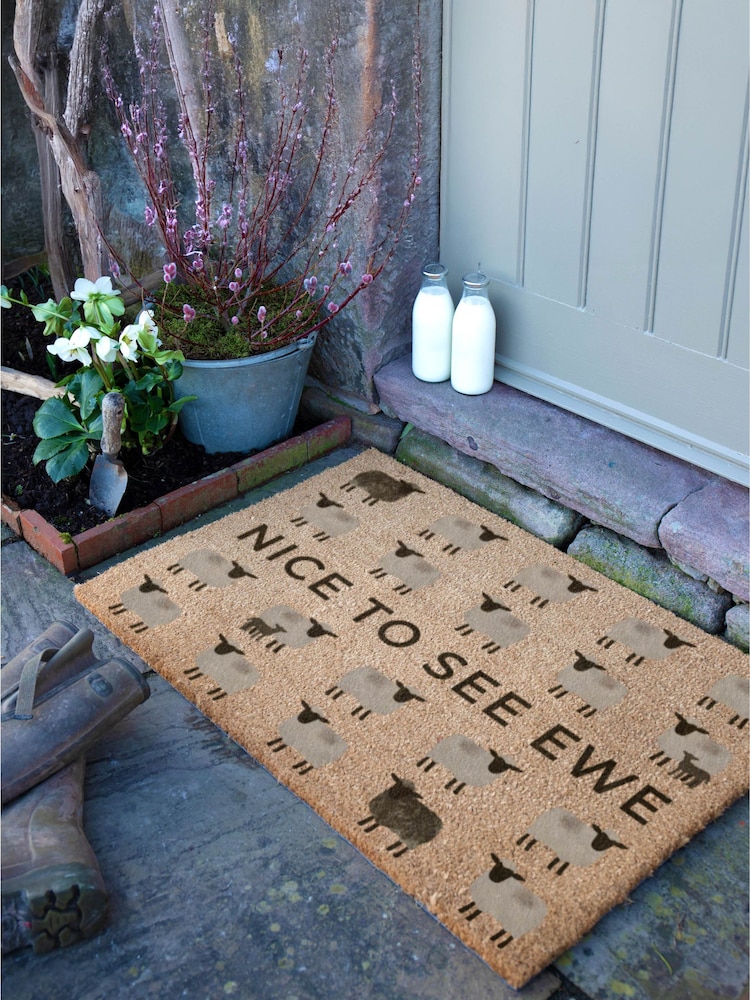 Artsy Mats Brown Nice To See Ewe Coir Doormat - Image 1 of 12 Artsy Mats Brown Nice To See Ewe Coir Doormat - Image 1 of 12