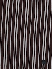 French Connection Brown Cotton Blend Jersey Striped Button Short Sleeve Shirt - Image 6 of 6