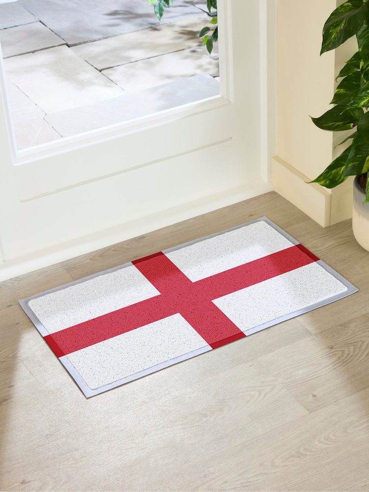 Artsy Mats White England Flag Indoor Outdoor Doormat - Image 3 of 3 Artsy Mats White England Flag Indoor Outdoor Doormat - Image 3 of 3