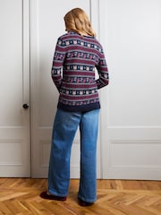 JoJo Maman Bébé Navy Blue Women's Long Sleeve Christmas Fairisle Jumper - Image 3 of 4