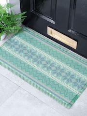 Artsy Mats בצבע ירוק שטיחון כניסה מסיבי קוקוס בדוגמת Fair Isle - תמונה 1 מתוך 3