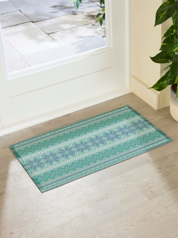 Artsy Mats בצבע ירוק שטיחון כניסה מסיבי קוקוס בדוגמת Fair Isle - תמונה 2 מתוך 3 Artsy Mats בצבע ירוק שטיחון כניסה מסיבי קוקוס בדוגמת Fair Isle - תמונה 2 מתוך 3