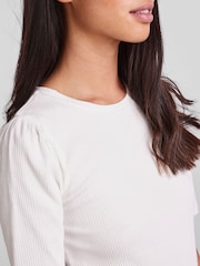 PIECES White Puff Sleeve Top - Image 4 of 6