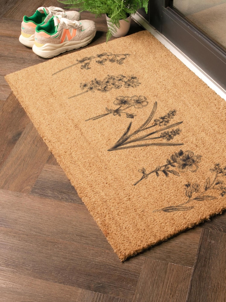 Artsy Mats Brown Wild Flowers Coir Doormat - Image 2 of 12 Artsy Mats Brown Wild Flowers Coir Doormat - Image 2 of 12