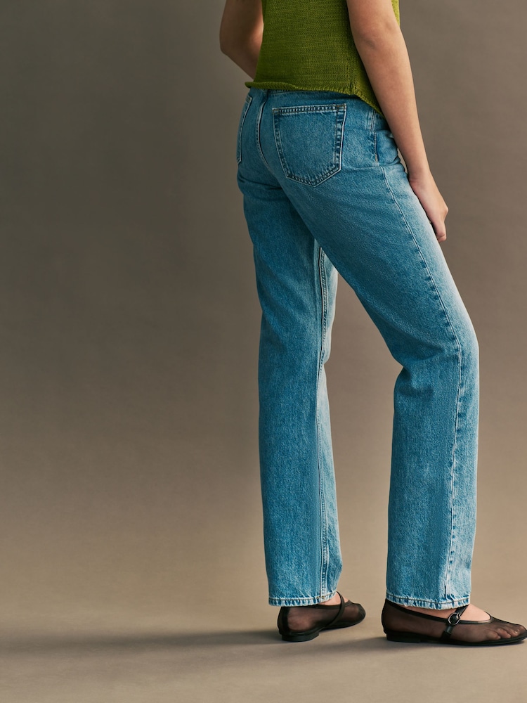 ONLY Blue High Waisted Straight Leg Jeans - Image 2 of 7