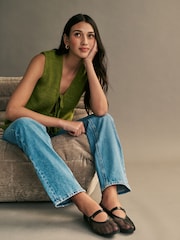 ONLY Blue High Waisted Straight Leg Jeans - Image 3 of 7