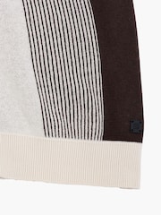 French Connection Cream Cotton Stripe Panelle Button Short Sleeve Polo Shirt - Image 5 of 6