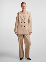 YAS Cream Oversized Double Breasted Tailored Blazer - Image 3 of 7
