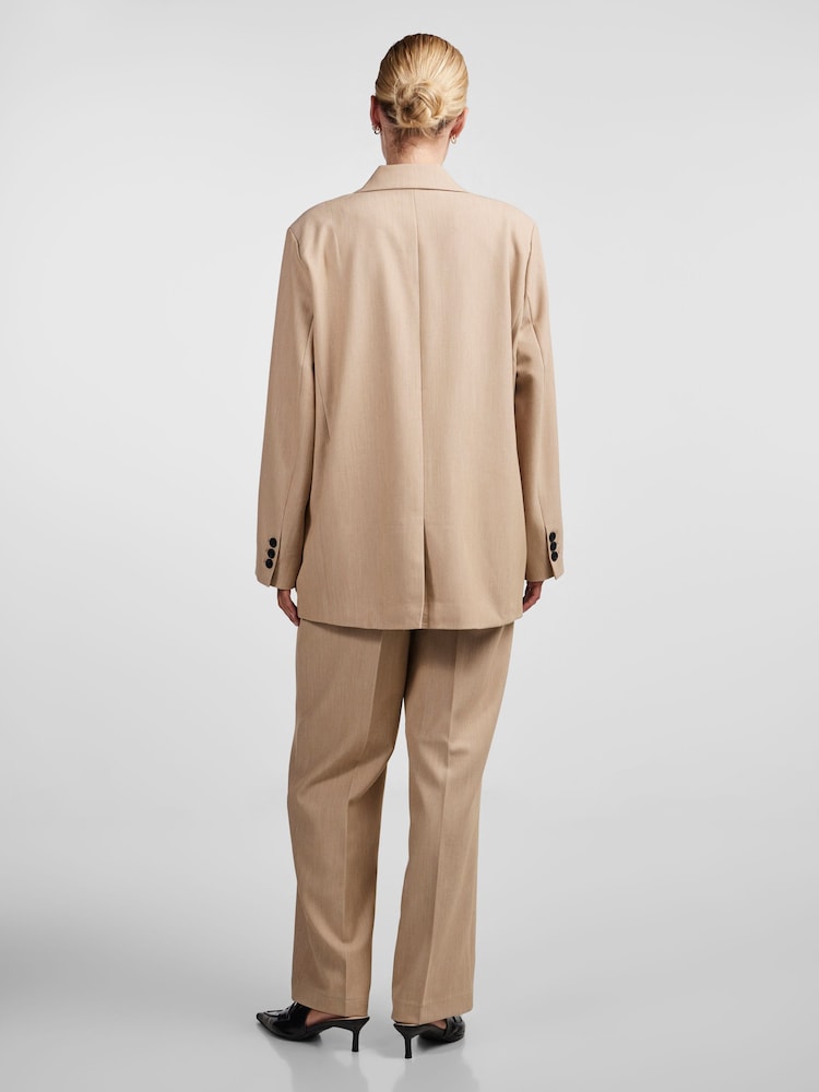YAS Cream Oversized Double Breasted Tailored Blazer - Image 4 of 7