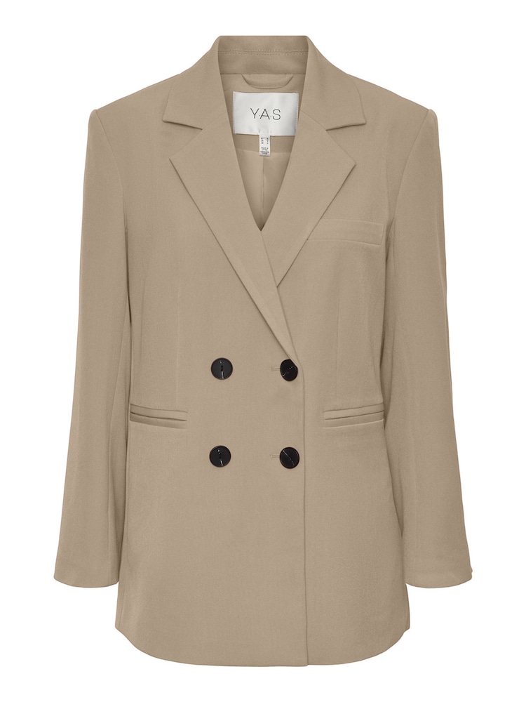 YAS Cream Oversized Double Breasted Tailored Blazer - Image 6 of 7