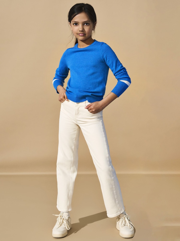 Creme - ONLY KIDS Jeans in Straight Fit mit verstellbarem Bund, Creme - Bild 1 von 4