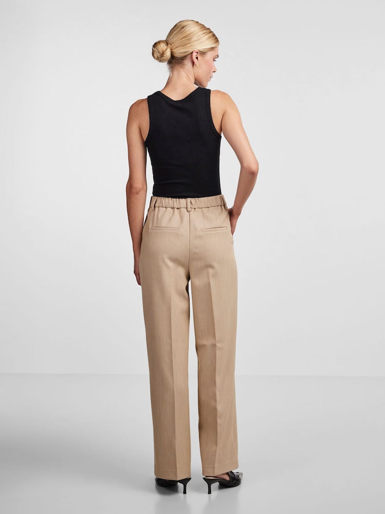 YAS Cream Wide Leg Tailored Trousers - Image 2 of 6