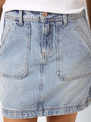 NOISY MAY Blue Denim 100% Cotton Mini Skirt With Stretch Waistband - Image 3 of 7