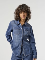 ONLY Blue Lightweight Denim 100% Cotton Shirt - Image 1 of 8