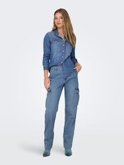 ONLY Blue Lightweight Denim 100% Cotton Shirt - Image 2 of 8