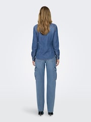 ONLY Blue Lightweight Denim 100% Cotton Shirt - Image 3 of 8