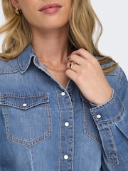 ONLY Blue Lightweight Denim 100% Cotton Shirt - Image 6 of 8