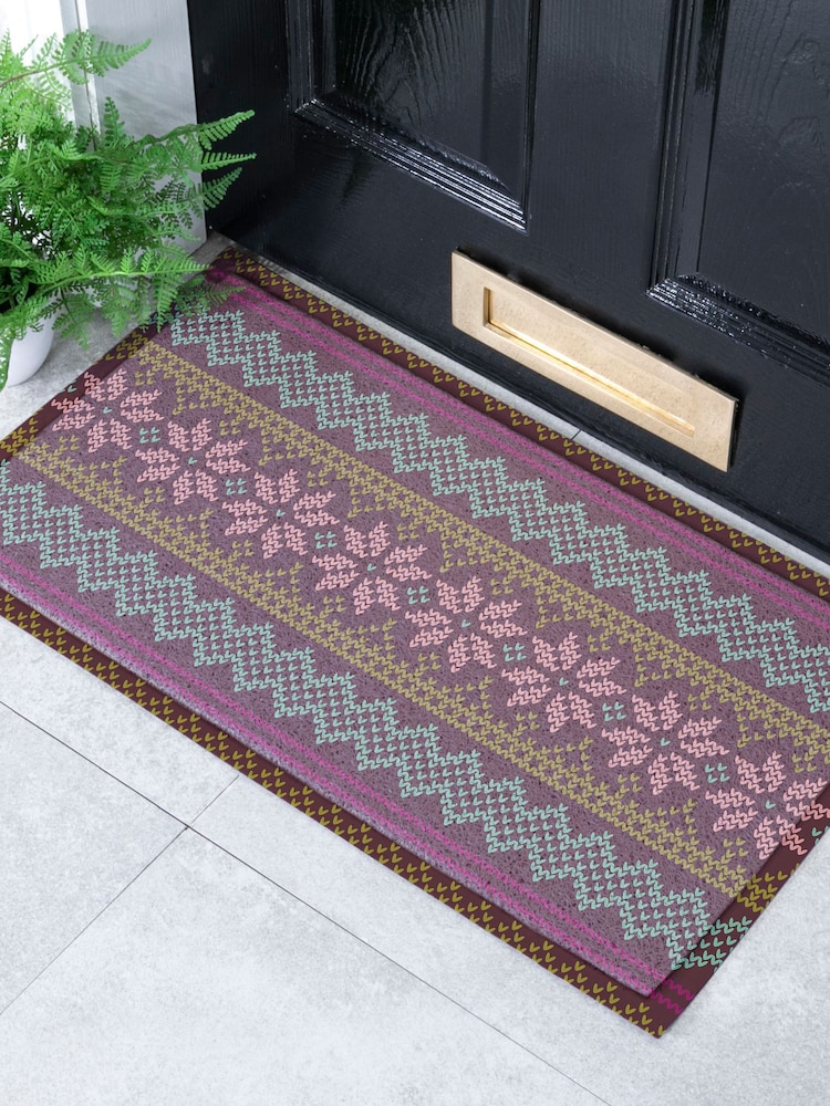 ممسحة باب من ألياف جوز الهند بنقشة Fair Isle من Artsy Mats - صورة 1 من 3 ممسحة باب من ألياف جوز الهند بنقشة Fair Isle من Artsy Mats - صورة 1 من 3