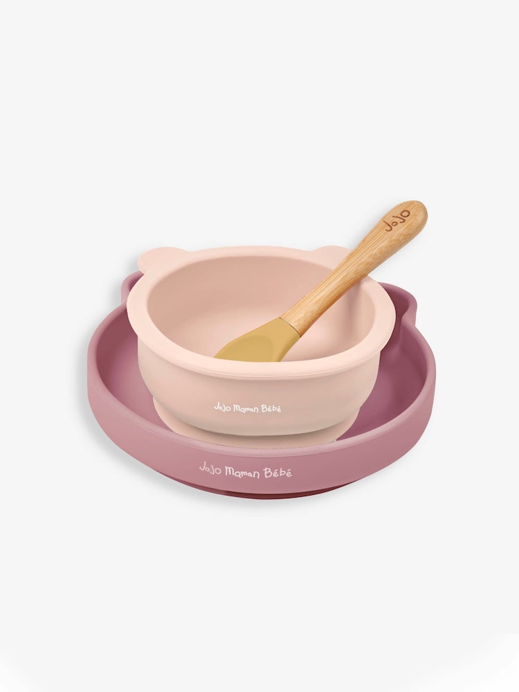 JoJo Maman Bébé Pink My First Silicone Mealtime Bear Set - Image 1 of 5