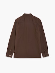 French Connection Brown Cotton Linen Blend Button Long Sleeve Shirt - Image 3 of 5