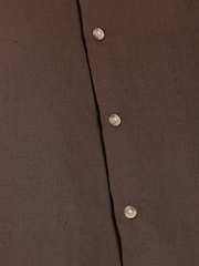 French Connection Brown Cotton Linen Blend Button Long Sleeve Shirt - Image 5 of 5