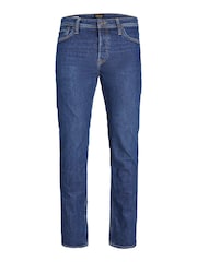 JACK & JONES Blue Dark Mike Regular Tapered Jeans - Image 7 of 8