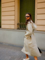 VERO MODA Green Mid Length Tie Waist Trench Coat - Image 2 of 8