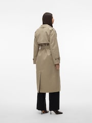 VERO MODA Green Mid Length Tie Waist Trench Coat - Image 4 of 8