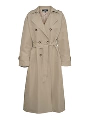 VERO MODA Green Mid Length Tie Waist Trench Coat - Image 7 of 8