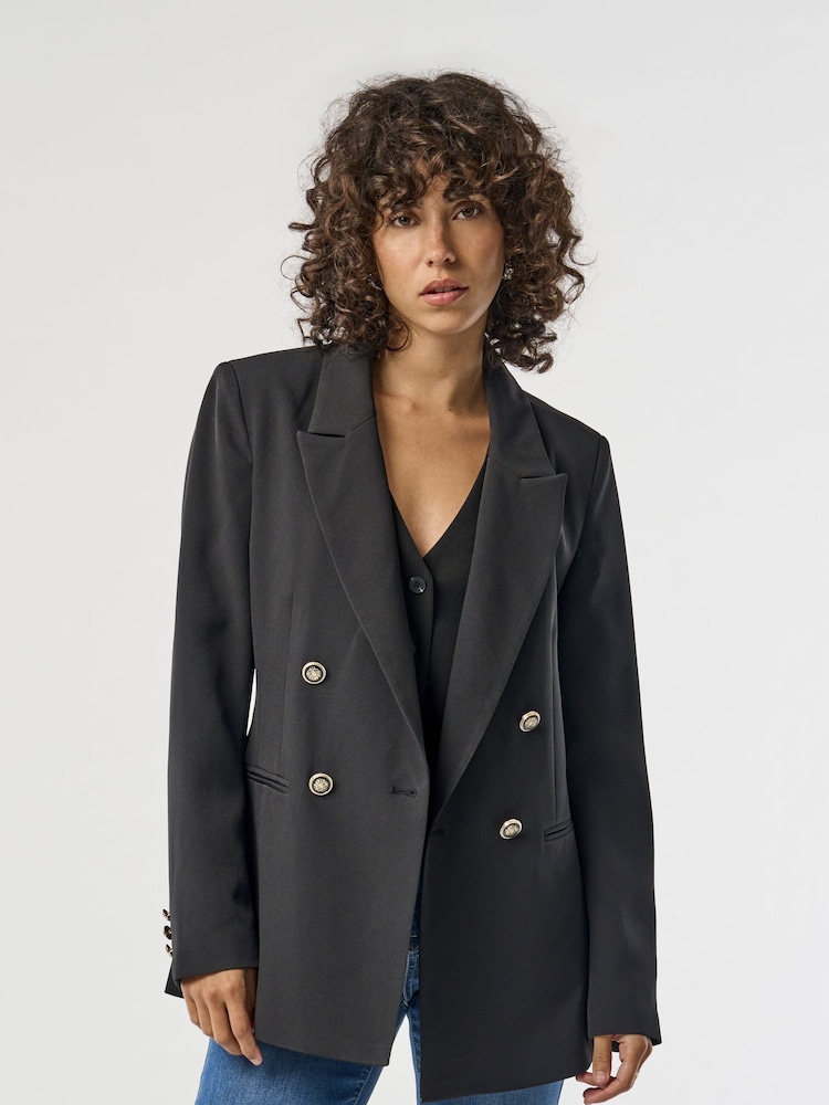 ONLY Black Military Button Blazer - Image 1 of 8 ONLY Black Military Button Blazer - Image 1 of 8