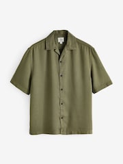 Green Tencel™ Lyocell Short Sleeve Shirt with Cuban Collar - Image 5 of 8