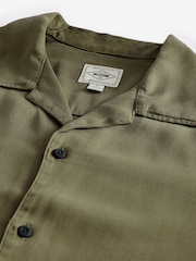 Green Tencel™ Lyocell Short Sleeve Shirt with Cuban Collar - Image 6 of 8