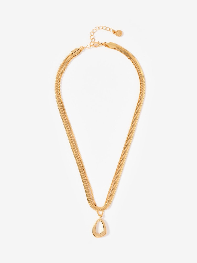 Mint Velvet Gold Tone Sculpted Layer Necklace - Image 1 of 3 Mint Velvet Gold Tone Sculpted Layer Necklace - Image 1 of 3