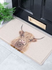 Artsy Mats Beige Highland Cow Outdoor Doormat - Image 1 of 4