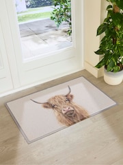 Artsy Mats Beige Highland Cow Outdoor Doormat - Image 4 of 4