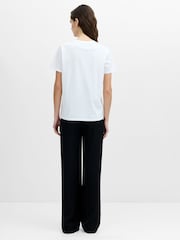 French Connection White Mesh Bow Cotton T-Shirt - Image 3 of 4