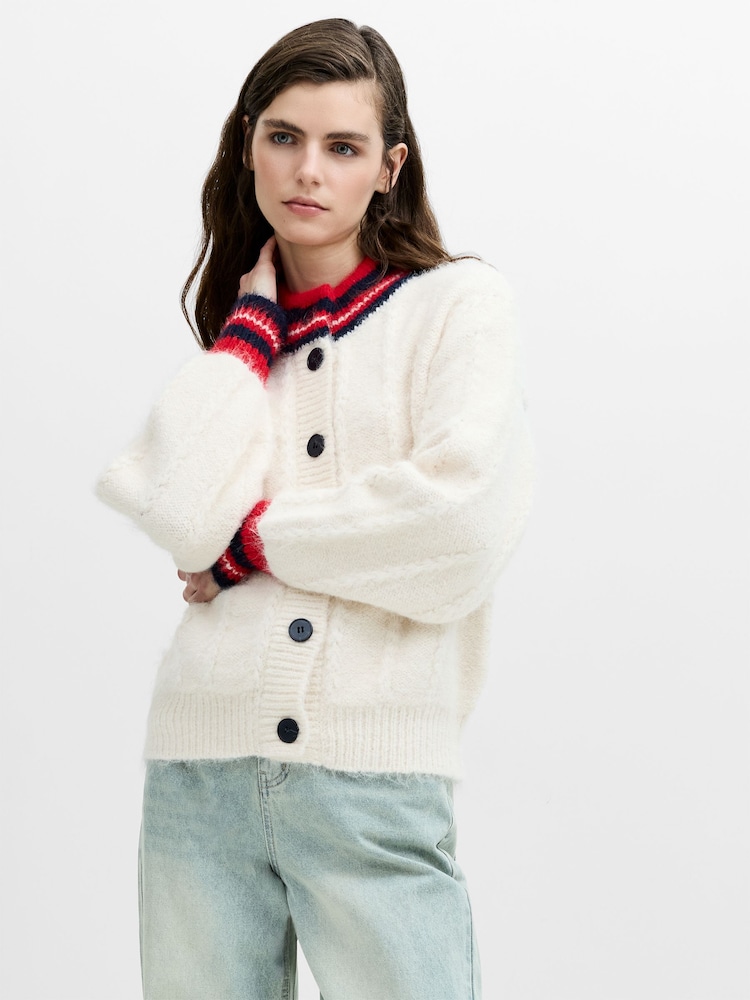 French Connection White Kenley High Collar Cardigan - Image 1 of 6