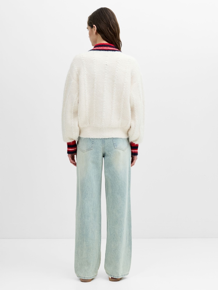 French Connection White Kenley High Collar Cardigan - Image 2 of 6