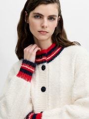French Connection White Kenley High Collar Cardigan - Image 3 of 6