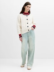 French Connection White Kenley High Collar Cardigan - Image 4 of 6