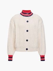 French Connection White Kenley High Collar Cardigan - Image 6 of 6