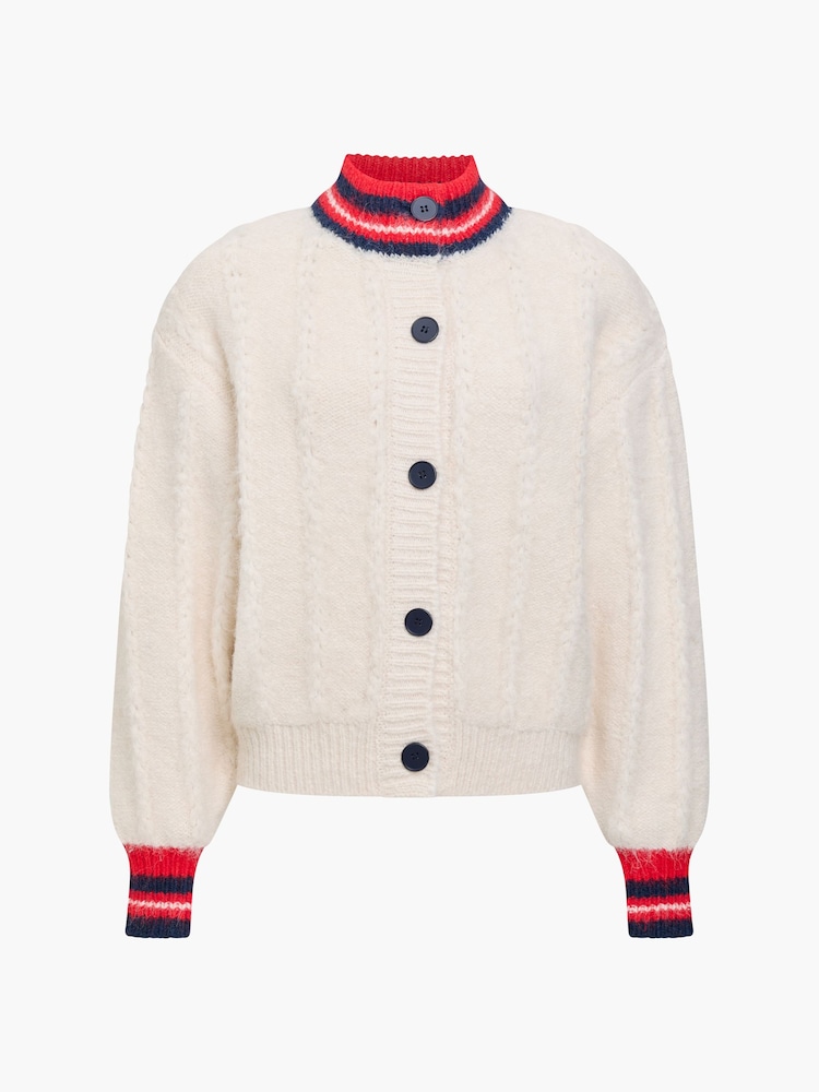 French Connection White Kenley High Collar Cardigan - Image 6 of 6