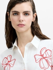 French Connection White Alexis Cotton Embroidered Line Drawing Shirt - Image 3 of 6