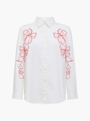 French Connection White Alexis Cotton Embroidered Line Drawing Shirt - Image 5 of 6