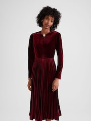 Hobbs Red Rosalie Velvet Dress - Image 1 of 4