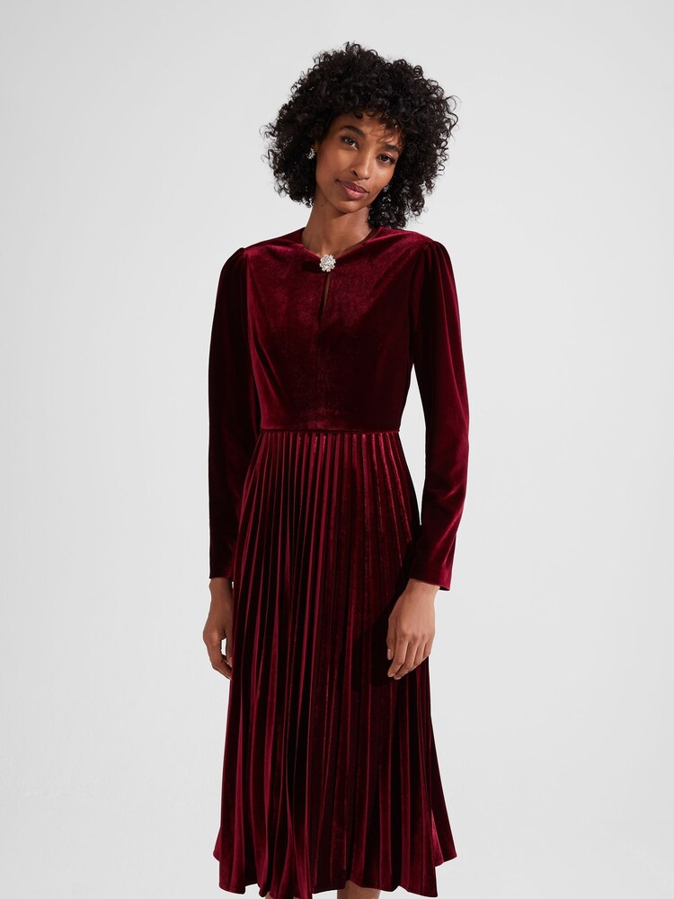Hobbs Red Rosalie Velvet Dress - Image 1 of 4