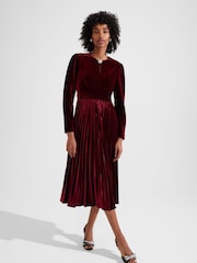 Hobbs Red Rosalie Velvet Dress - Image 3 of 4