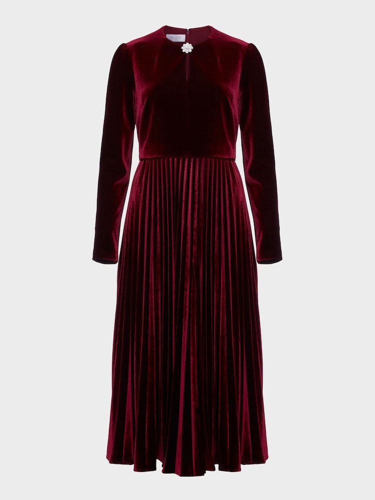Hobbs Red Rosalie Velvet Dress - Image 4 of 4